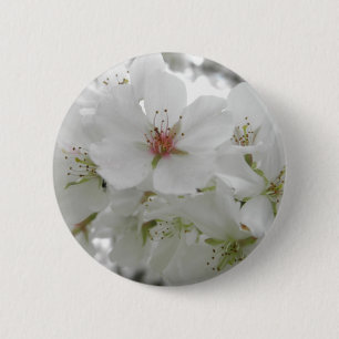 White Cherry Blossoms Photo 2 Inch Round Button