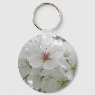 White Cherry Blossoms Photo Keychain
