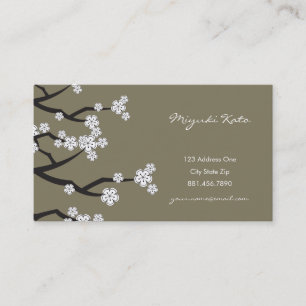White Cherry Blossoms Sakura Asian Business Card