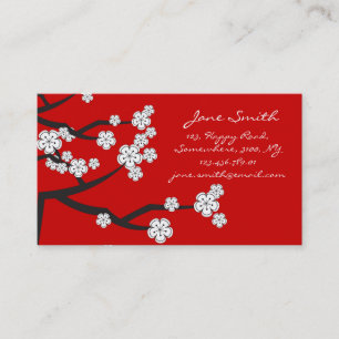White Cherry Blossoms Sakura Spring Flowers Branch Business Card