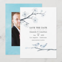 White Cherry Blossoms Wedding Photo