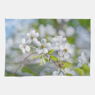 White Cherry Flower Kitchen Towel