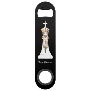 White Chess king / Personalized Name Bar Key