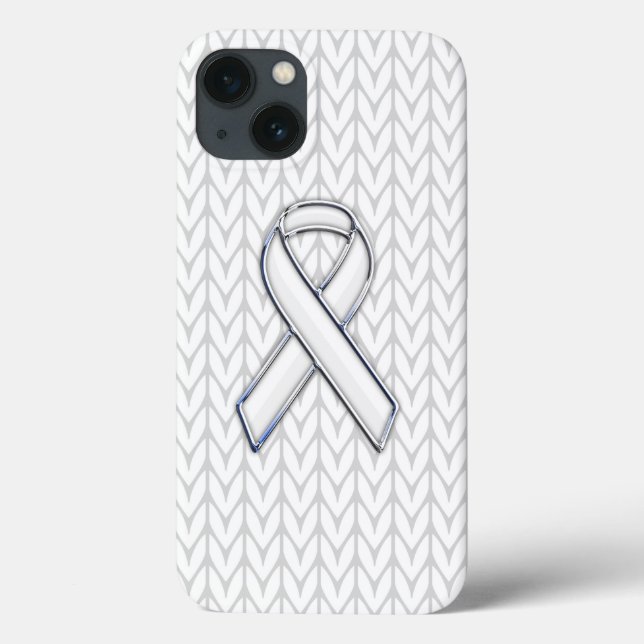 White Chevrons Knit Ribbon Awareness Print Case-Mate iPhone Case (Back)