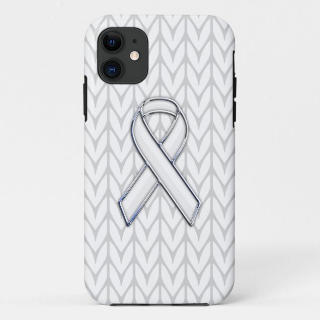 White Chevrons Knit Ribbon Awareness Print Case-Mate iPhone Case (Back)