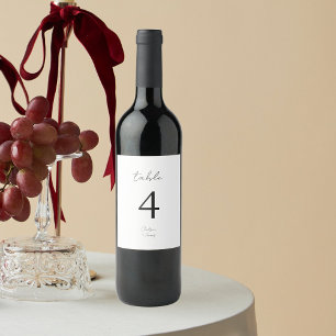 White Chic B&W Minimalist Wedding Wine Label