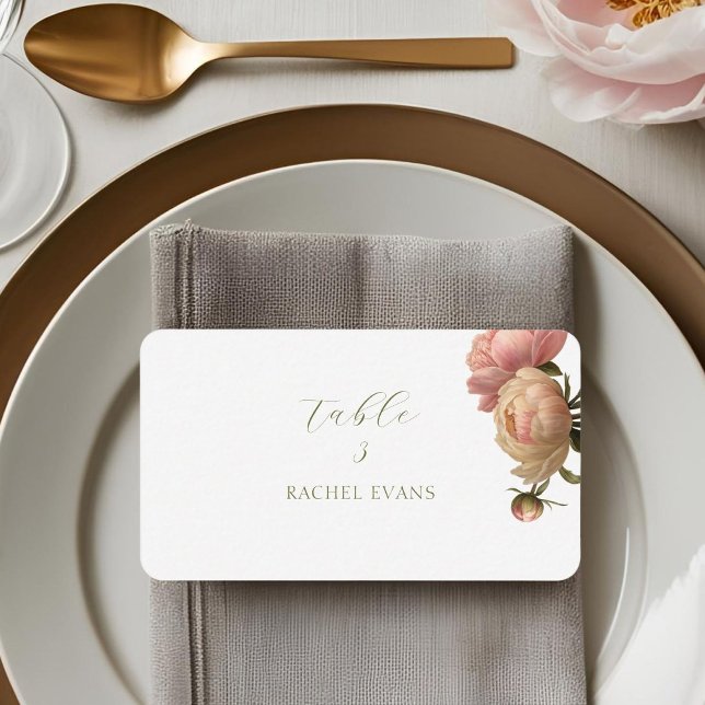 White | Chic Blush Rose Wedding Place Cards (Creator Uploaded)