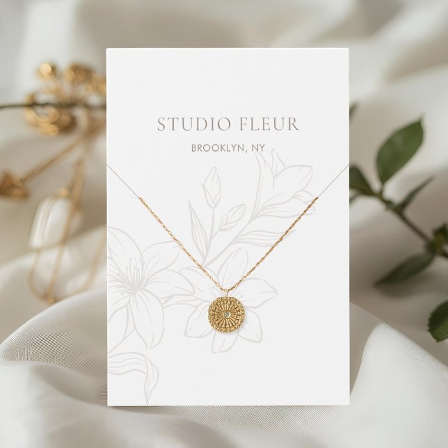 White | Chic Floral Business Display Profile Card (Creator Uploaded)