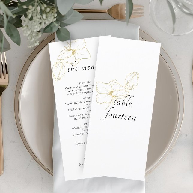 White | Chic Floral Wedding Flat Menu (Creator Uploaded)