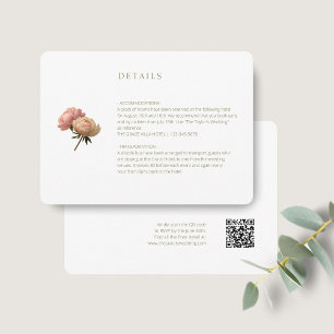White   Chic Rose Wedding Detail QR Code  Enclosure Card