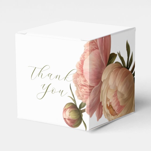 White | Chic Rose Wedding Thank You Favour Box (Front Side)