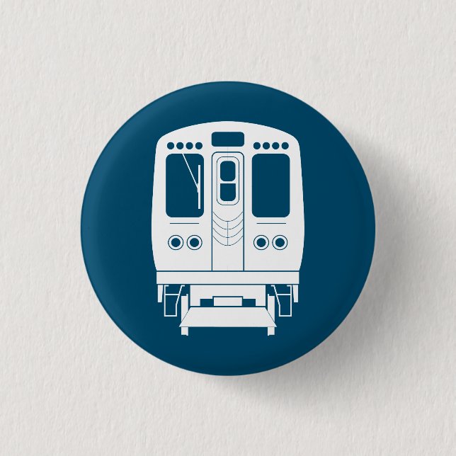 White Chicago “L” Profile on Blue Background 1 Inch Round Button (Front)