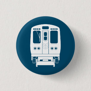 White Chicago “L” Profile on Blue Background 1 Inch Round Button
