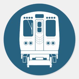 White Chicago “L” Profile on Blue Background Classic Round Sticker