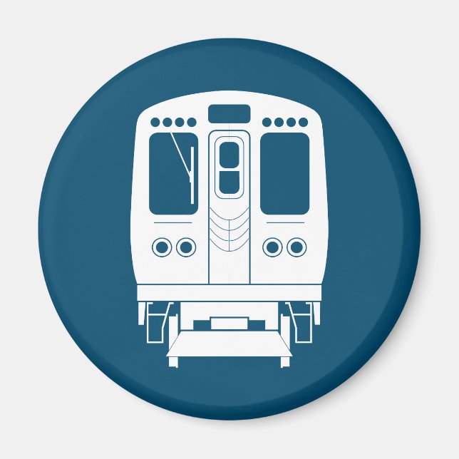White Chicago “L” Profile on Blue Background Magnet (Front)