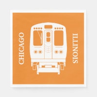 White Chicago “L” Profile on Orange Background