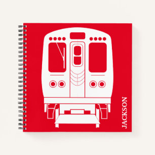 White Chicago “L” Profile on Red Background Notebook