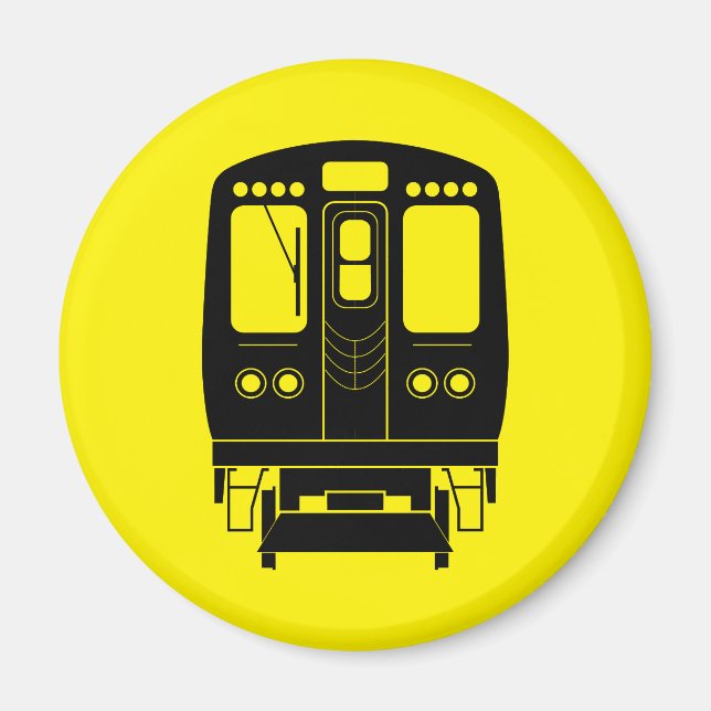 White Chicago “L” Profile on Yellow Background Magnet (Front)