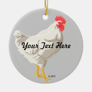 White Chicken Ceramic Ornament