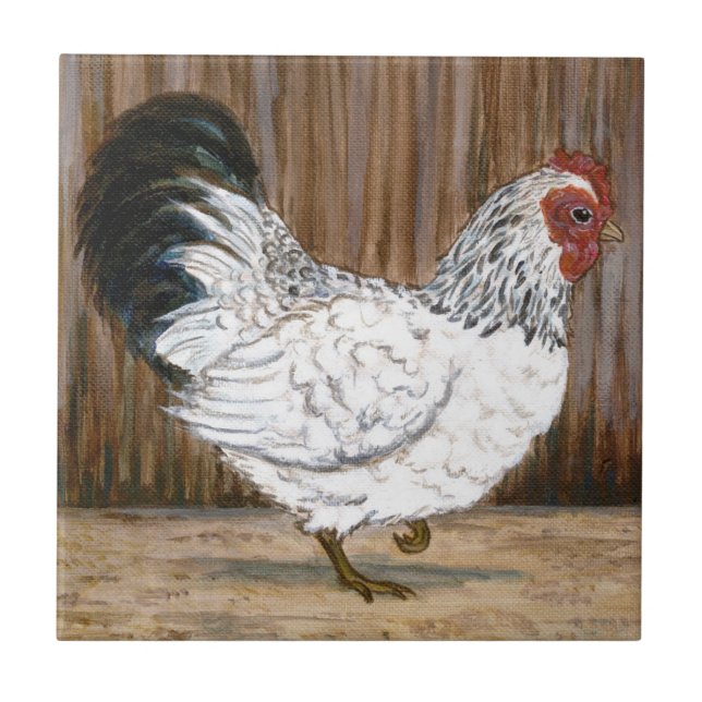 White Chicken Ceramic Tile (Front)