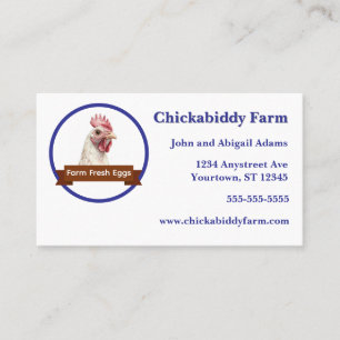 White Chicken Head Eggs Poultry Farm Business Card