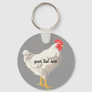 White Chicken Keychain