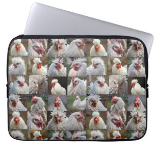 White Chicken Photo Collage, Laptop Sleeve