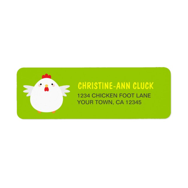 White Chicken Return Address Labels (Front)