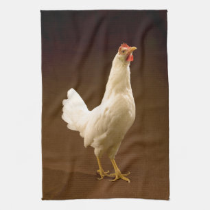 White Chicken Rooster Hen Kitchen Towel