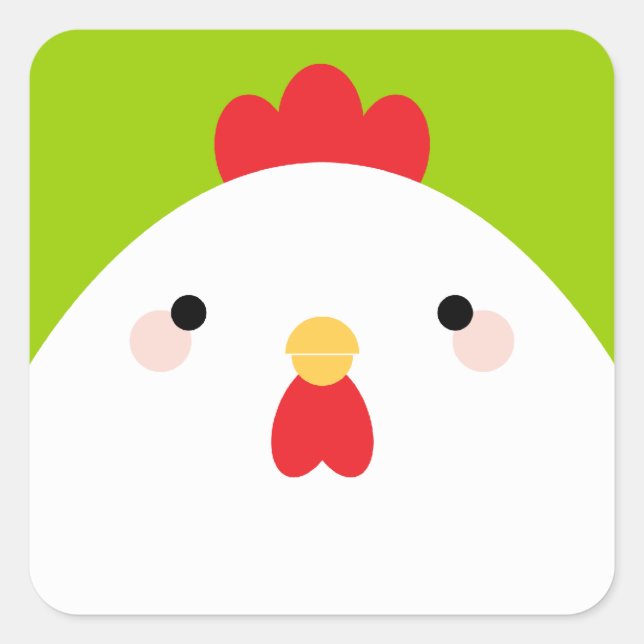 White Chicken Square Sticker (Front)