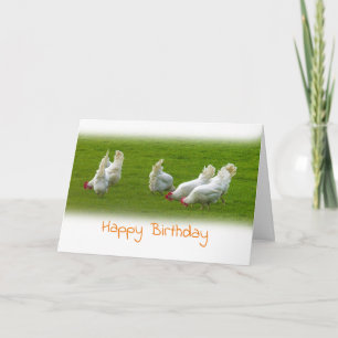 White chickens Birthday card