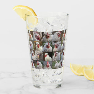 White Chickens Photo Collage, Glass