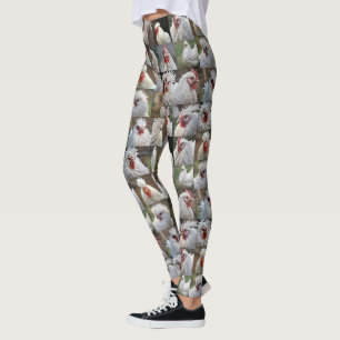 White Chickens Photo Collage, Leggings