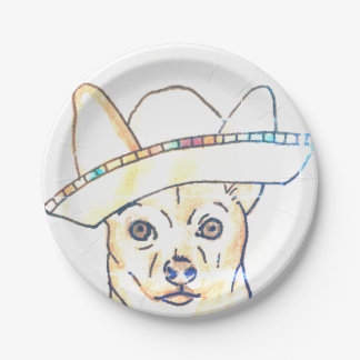 White Chihuahua Themed Cinco de Mayo Paper Plates