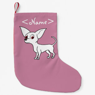 White Chihuahua with Short Hair Small Christmas Stocking
