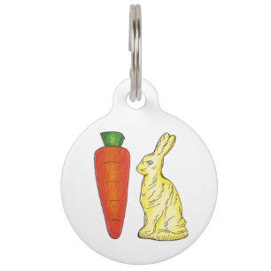 White Chocolate Bunny Rabbit Carrot Easter Candy Pet Tag