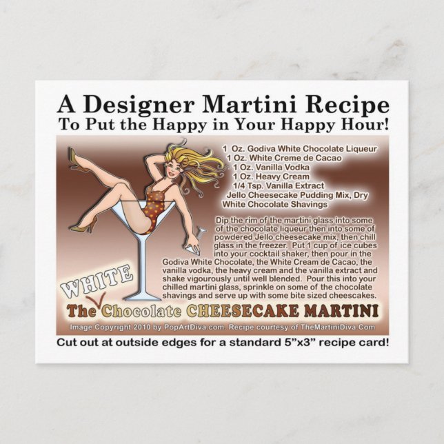 White Chocolate Cheesecake Martini Recipe Card (Front)