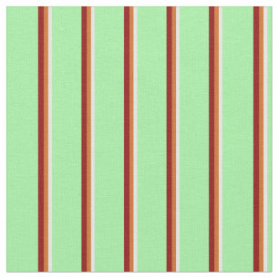 White, Chocolate, Dark Red, and Green Lines Fabric