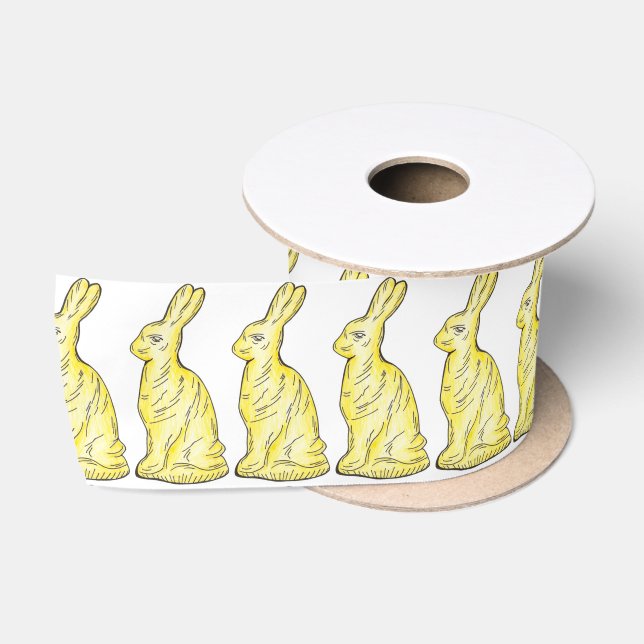White Chocolate Easter Bunnies Rabbit Bunny Ribbon Satin Ribbon (Spool)