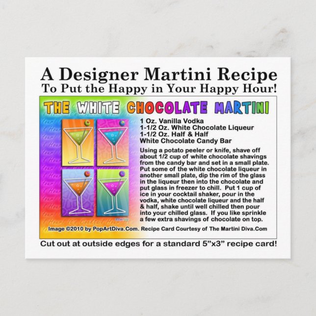 White Chocolate Martini Recipe Postcard (Front)