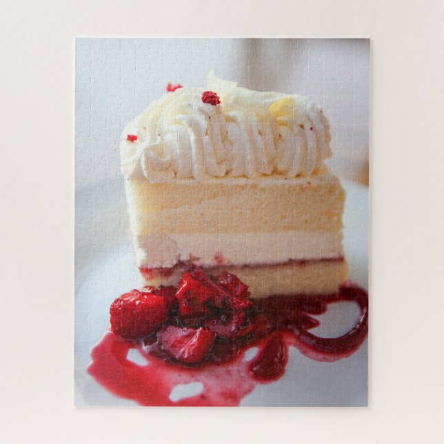 White Chocolate Mousse Cake with Strawberries Jigsaw Puzzle (Vertical)
