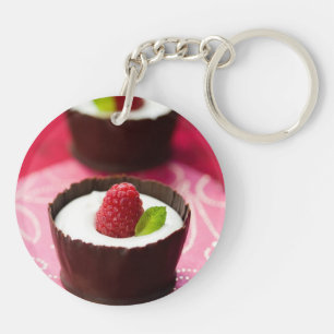 White chocolate mousse dessert keychain
