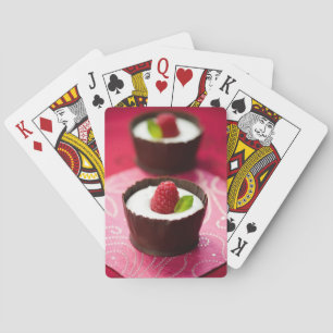 White chocolate mousse dessert playing cards