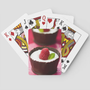 White chocolate mousse dessert playing cards