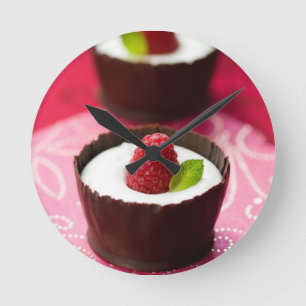 White chocolate mousse dessert round clock