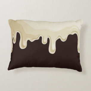 White Chocolate on Dark Chocolate Brown Accent Pillow