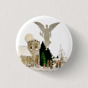 White Christmas 1 Inch Round Button