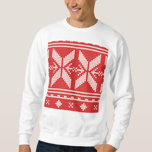 White Christmas Abstract Jumper Knit Pattern Sweatshirt (Front)