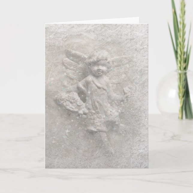 White Christmas angel Holiday Card (Front)