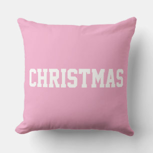 White CHRISTMAS Bold Text On Deep Navy Blue Throw Pillow